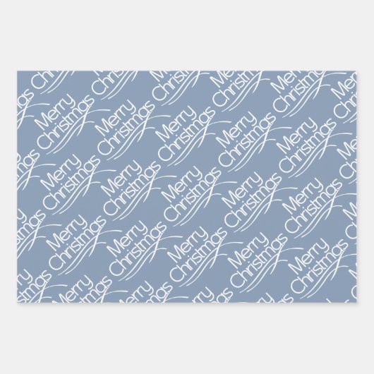 Dustblauw kersttypografie en stippen vakantie inpakpapier vel (Voorkant)