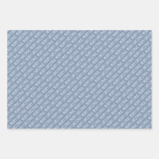 Dustblauw kersttypografie moderne vakantie inpakpapier vel (Voorkant 3)