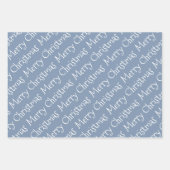 Dustblauw kersttypografie moderne vakantie inpakpapier vel (Voorkant)