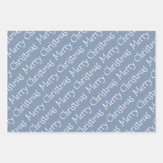 Dustblauw kersttypografie moderne vakantie inpakpapier vel (Voorkant)