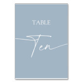 Dustblauw-minimalistisch eleganttabel tien kaart (Achterkant)
