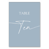 Dustblauw-minimalistisch eleganttabel tien kaart (Voorkant)