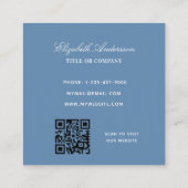 Dustblauw QR-code minimalistisch Vierkante Visitekaartje (Achterkant)