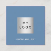 Dustblauw QR-code minimalistisch Vierkante Visitekaartje (Voorkant)