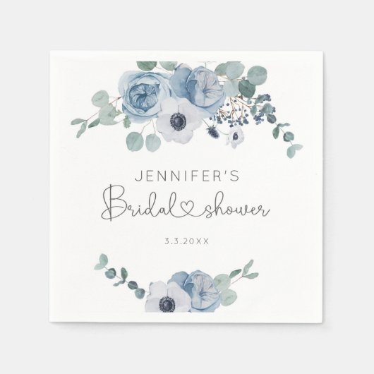 Dustblauw vrijgezellenfeest servetten (Voorkant)