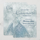 Dustblauwe sneeuwwinterwonderland Quinceañera Invi Kaart (Voorkant / Achterkant)