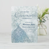 Dustblauwe sneeuwwinterwonderland Quinceañera Invi Kaart (Staand voorkant)