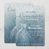 Dustblauwe sneeuwwinterwonderland Quinceañera Kaart (Voorkant / Achterkant)