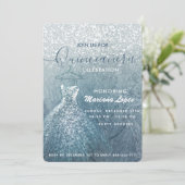 Dustblauwe sneeuwwinterwonderland Quinceañera Kaart (Staand voorkant)