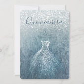 Dustblauwe sneeuwwinterwonderland Quinceañera Kaart (Achterkant)