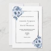 Dustblauwe zilverkleurige bruiloft met waterverf kaart (Voorkant)