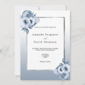 Dustblauwe zilverkleurige bruiloft met waterverf kaart (Voorkant)