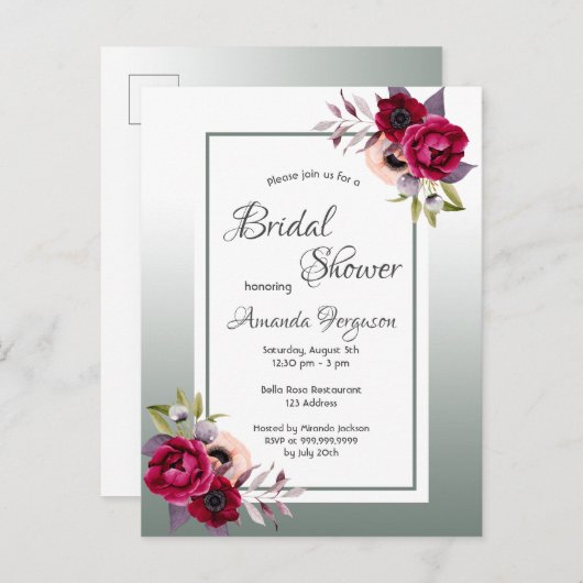 Dustegroenbloemkool — uitnodiging tot douche (Voorkant / Achterkant)