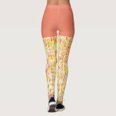Dustel Oranje en Geel Verticaal Raindrops Patroon Leggings (Achterkant)
