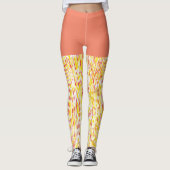 Dustel Oranje en Geel Verticaal Raindrops Patroon Leggings (Voorkant)