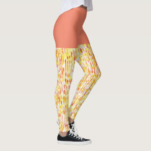 Dustel Oranje en Geel Verticaal Raindrops Patroon Leggings