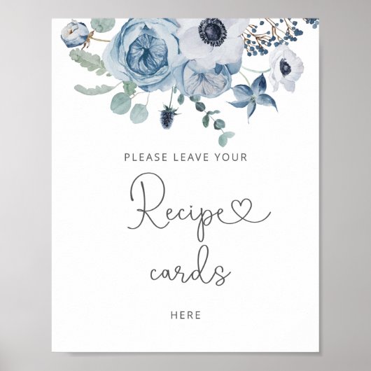 Dustenblauwe bloem laat je recept hier achter poster (Voorkant)