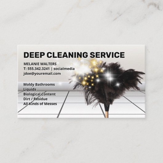 Duster Mop | Meid Service | Schoonmaak met ontlast Visitekaartje (Voorkant)