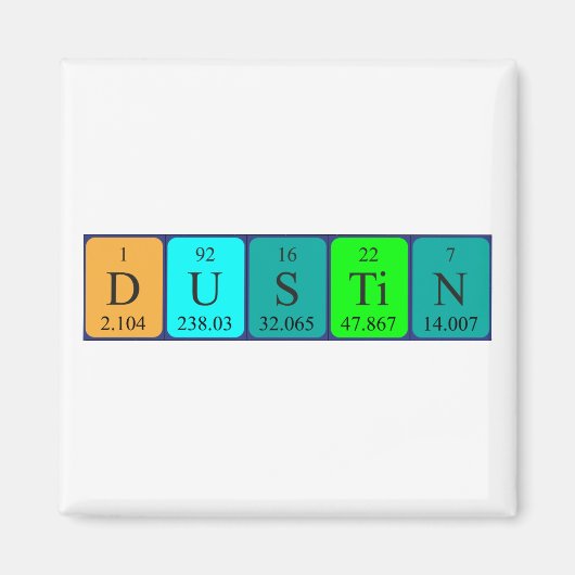 Dustin periodiek table name magnet (Voorkant)