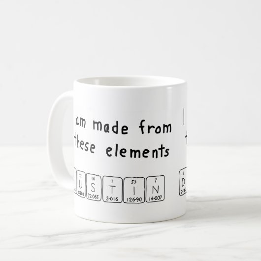 Dustin periodieke lijstnaam mok (Voorkant links)