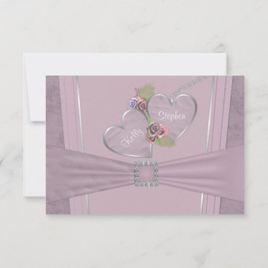 Dustlijm, bleek paars en bloembruiloft RSVP (Achterkant)