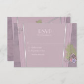 Dustlijm, bleek paars en bloembruiloft RSVP (Voorkant / Achterkant)