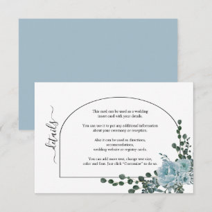 Dustmablauwe bloemen en bruiloft met zetmeel informatiekaartje
