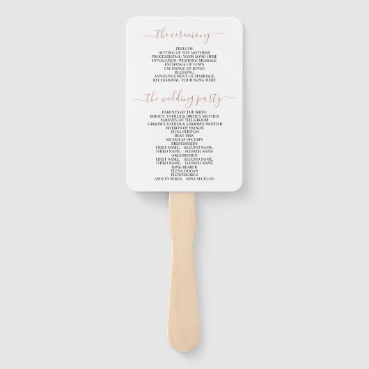 Dustmabloemen, roos, initialen trouwprogramma handwaaier (Achterkant)