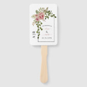 Dustmabloemen, roos, initialen trouwprogramma handwaaier (Voorkant)