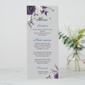 Dustmake paarse witte bloemen zilverbladeren bruil menu (Staand voorkant)