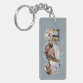 Dustoerblauwe boog met multi-foto trouwcadeaudecor sleutelhanger (Voorkant Links)