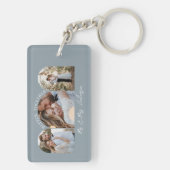 Dustoerblauwe boog met multi-foto trouwcadeaudecor sleutelhanger (achterkant)
