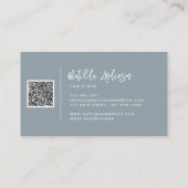 Dustoomblauw modern, minimaal script QR CODE Visitekaartje (Achterkant)