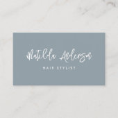 Dustoomblauw modern, minimaal script QR CODE Visitekaartje (Voorkant)