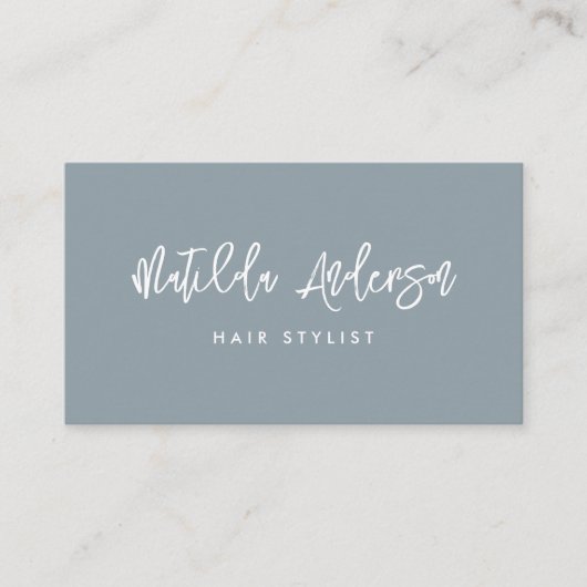 Dustoomblauw modern, minimaal script QR CODE Visitekaartje (Voorkant)