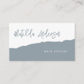 Dustoomblauw modern, minimaal script QR CODE Visitekaartje (Voorkant)