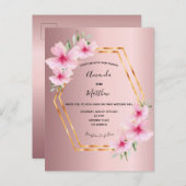 Dustroze bruinkgoudbruidebruidebruidsuitnodiging briefkaart (Voorkant / Achterkant)