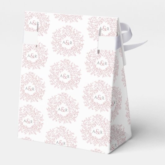 Dustroze witte bladmonogram bruiloft bedankdoosjes (Achterkant)