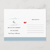 Dustum blauwe bloemen bruiloft Bespaar op datum Briefkaart (Achterkant)