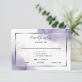 Dusty Amethyst Paarse Script Silver RSVP-kaart RSVP Kaartje (Staand voorkant)