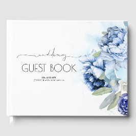 Dusty and Navy Blue Floral Wedding Gastenboek