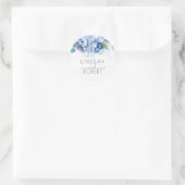 Dusty and Navy Blue Floral Wedding Ronde Sticker (Tas)