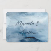 Dusty and Navy Blue Paint Peony Wedding Bedankt Kaart (Achterkant)