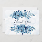 Dusty and Navy Blue Paint Peony Wedding Bedankt Kaart (Voorkant)