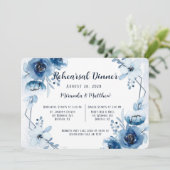 Dusty and Navy Blue Peony Rehearsal Dinner Kaart (Staand voorkant)