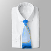 Dusty and Navy Gold Agate Waterverf Wedding Stropdas (Gebonden)