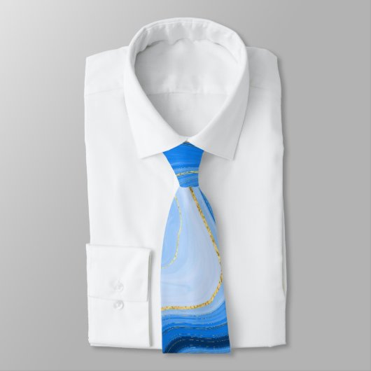 Dusty and Navy Gold Agate Waterverf Wedding Stropdas (Gebonden)