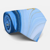 Dusty and Navy Gold Agate Waterverf Wedding Stropdas (Opgerold)