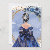 Dusty and Navy Gold Girl Quinceanera Birthday Kaart (Achterkant)