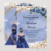 Dusty and Navy Gold Girl Quinceanera Birthday Kaart (Voorkant / Achterkant)